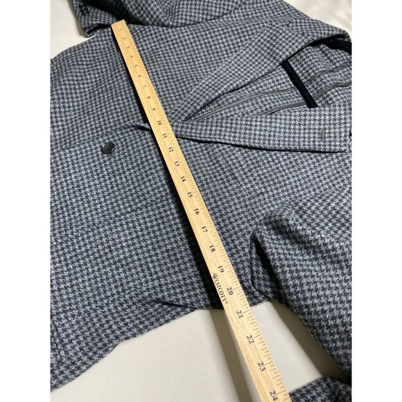 Uniqlo Gray Houndstooth Wool Blend Blazer Jacket Men Size Large unstructured - Picture 5 of 16